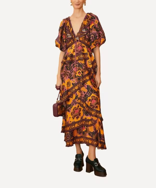 farm rio multicoloured garden bloom blush dress, Size small