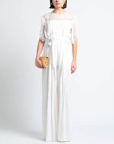 Alberta Ferretti white pleated jumpsuit, Size 8