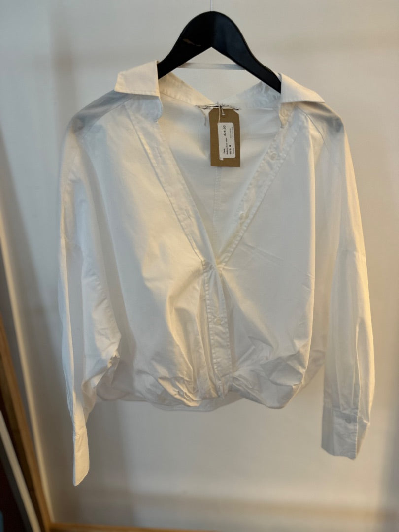 Zara White Balloon hem shirt, Size M