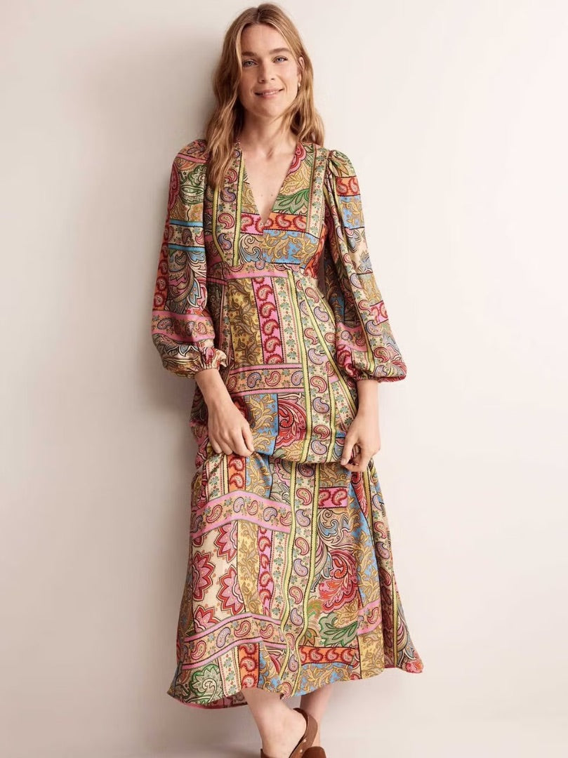 Boden Multicoloured Paisley maxi dress, Size 12