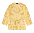 maje Yellow Embroidered belted jacket, Size 40
