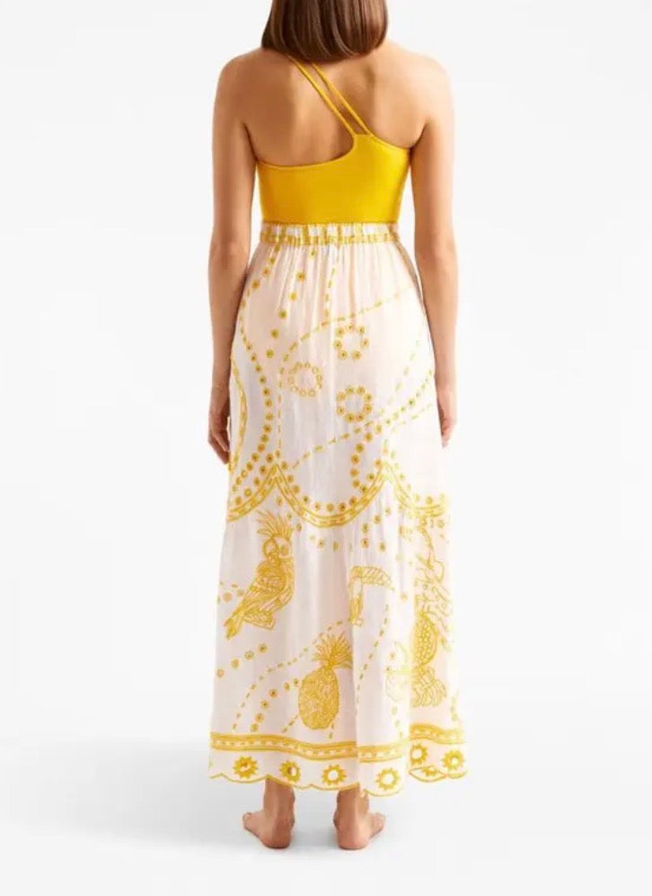 Eres White Embroidered Papagaio skirt, Size M
