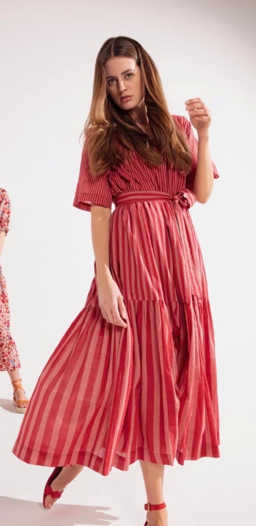 MII Red Striped cotton dress, Size medium