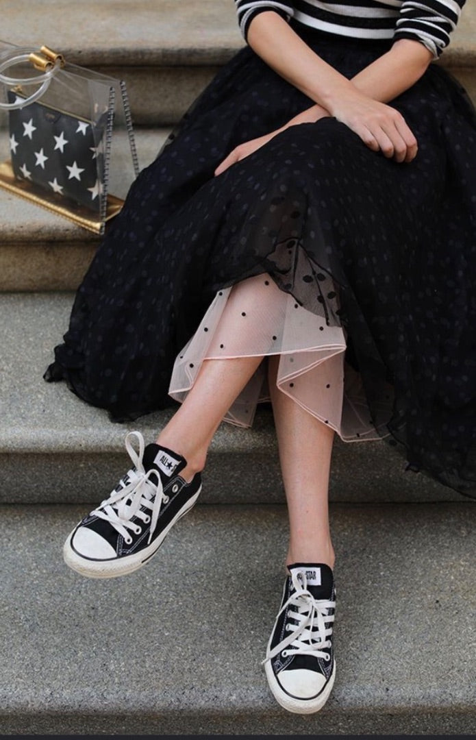 Halogen x Atlantic Pacific Black Tulle skirt, Size M