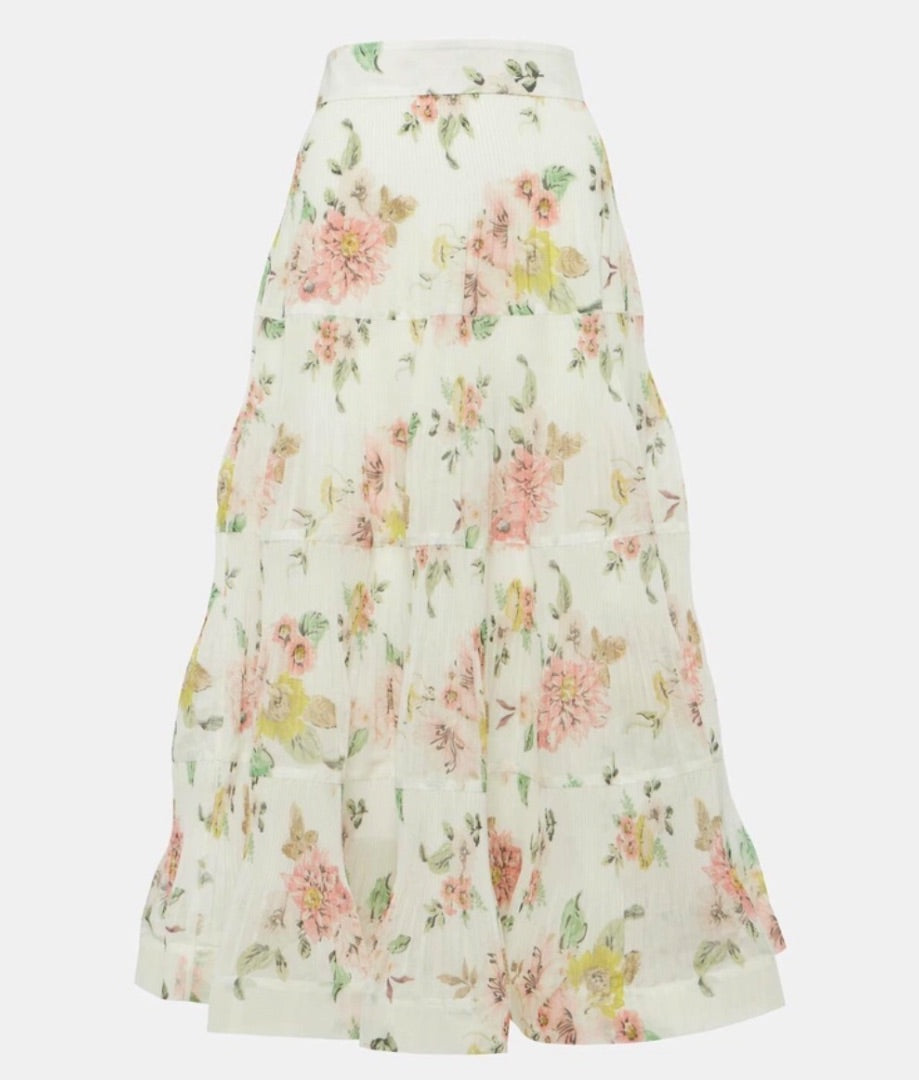 Zimmermann Ivory Tiered floral skirt, Size S