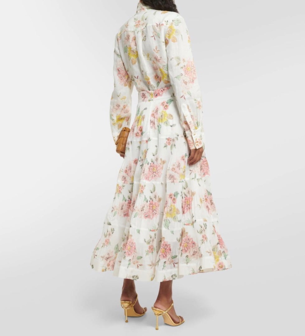 Zimmermann Ivory Tiered floral skirt, Size S