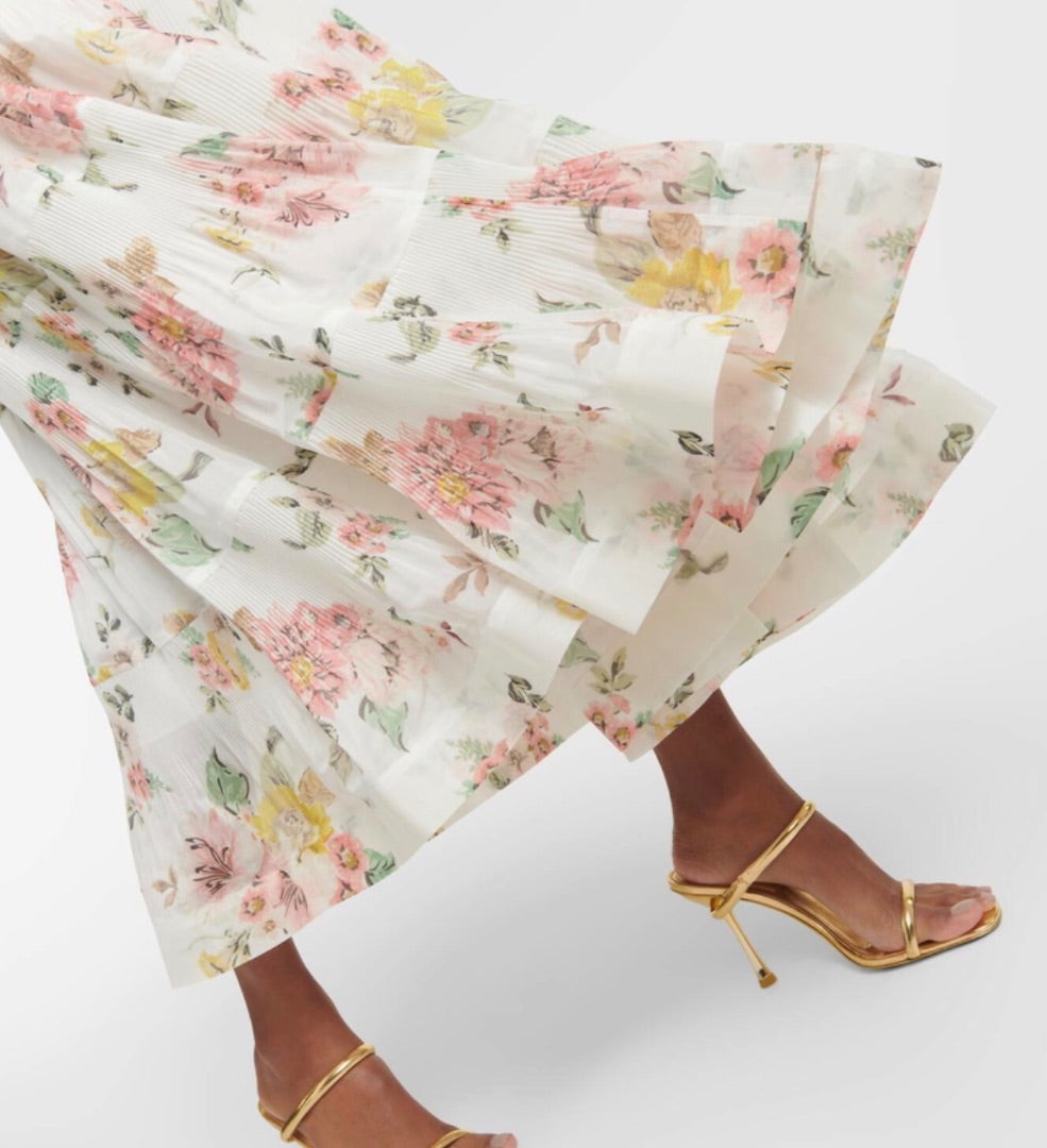 Zimmermann Ivory Tiered floral skirt, Size S