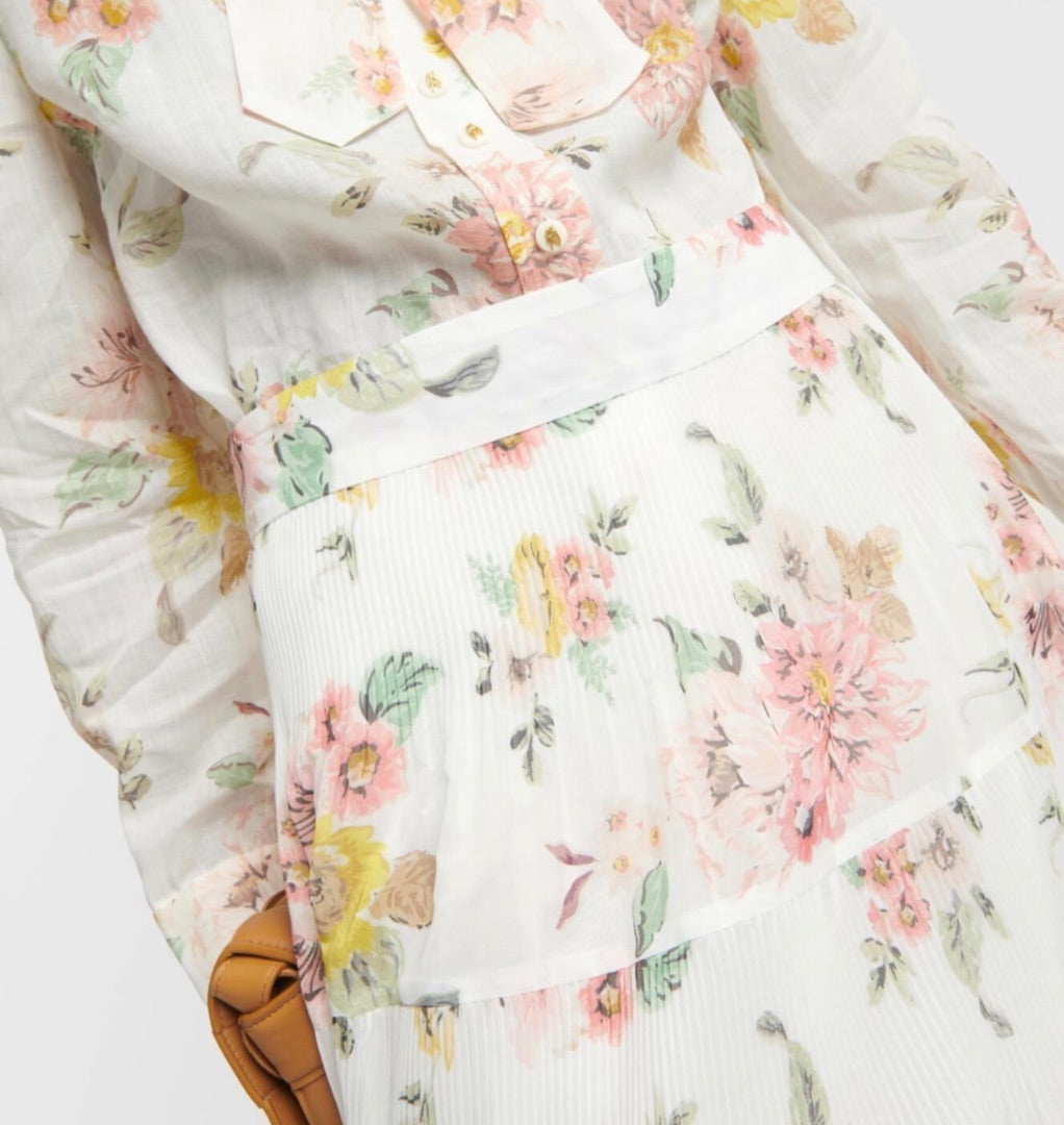 Zimmermann Ivory Tiered floral skirt, Size S