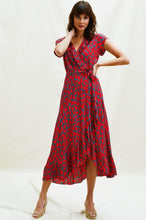 Load image into Gallery viewer, no brand red frill wrap dress, Size s/m
