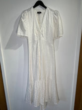 Load image into Gallery viewer, Me + Em white puff sleeve broderie dress, Size 12
