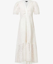 Load image into Gallery viewer, Me + Em white puff sleeve broderie dress, Size 12
