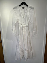 Load image into Gallery viewer, Me + Em white ditsy flower belted dress, Size 12
