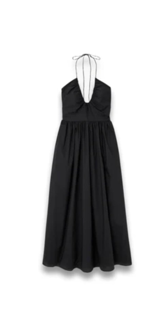 Matteau Black Poplin midi dress, Size L