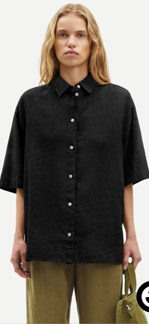samsoe & samsoe black salarika linen shirt, Size xs