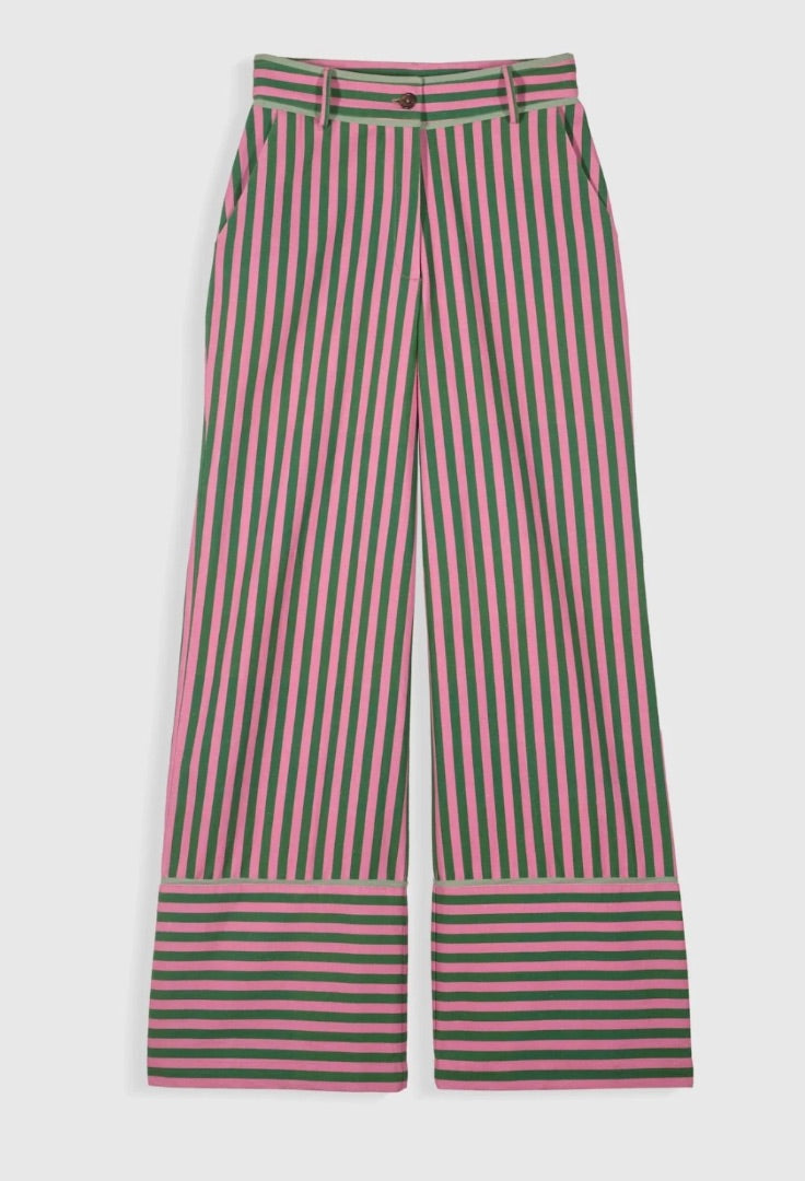 Maria de la orden Pink Striped wide legged trousers, Size 40