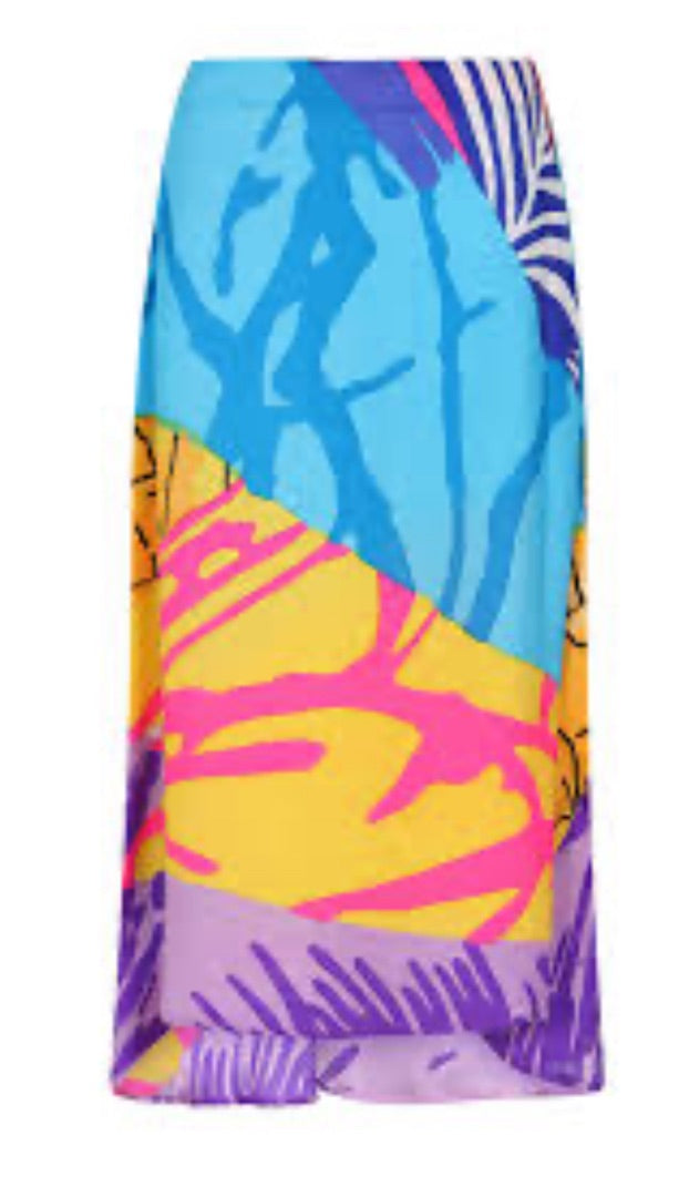 Mercy Delta Multicoloured Silk midi skirt, Size L