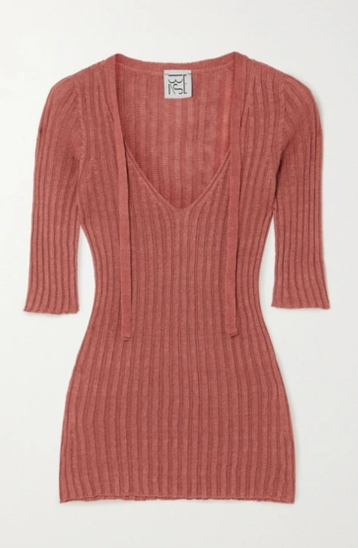 Baserange Rust pink Ribbed top, Size L