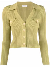 Load image into Gallery viewer, Sandro Celadon Gold button cardigan, Size Medium
