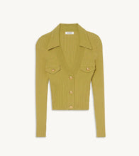 Load image into Gallery viewer, Sandro Celadon Gold button cardigan, Size Medium
