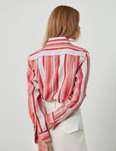Load image into Gallery viewer, WNU red boyfriend stripe shirt, Size 8
