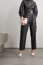 Load image into Gallery viewer, anna mason denim blue lottie ruffled shirt, Size 8

