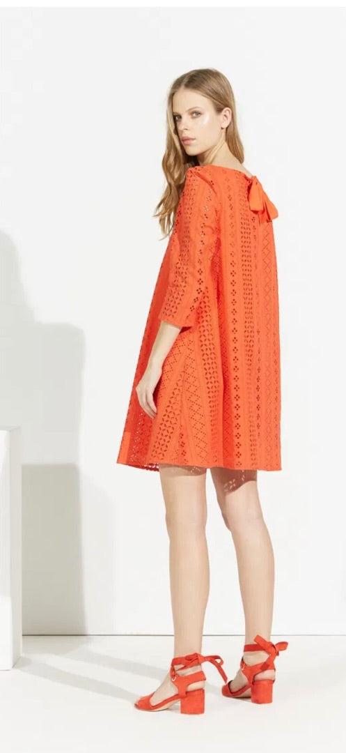 Claudie Pierlot orange rififi brodee dress, Size 38