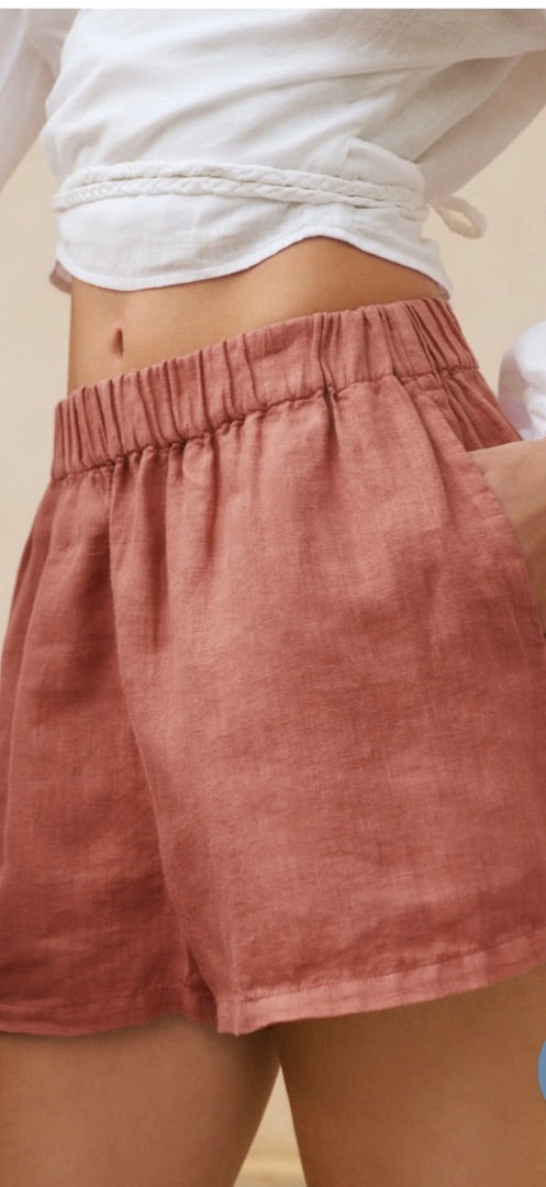 manebi taupe linen shorts, Size 10/12