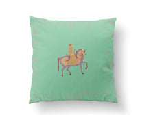 Load image into Gallery viewer, Les Toiles Indiennes Blue The Marriage of Draupadi Cushion -  Jade, Size 50cm x 50cm
