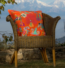 Load image into Gallery viewer, Les Toiles Indiennes Marigold The Marriage of Draupadi Cushion - Marigold, Size 50cm x 50cm
