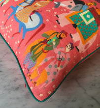 Load image into Gallery viewer, Les Toiles Indiennes Pink The Marriage of Draupadi Cushion - Blushing Pink, Size 50cm x 50cm
