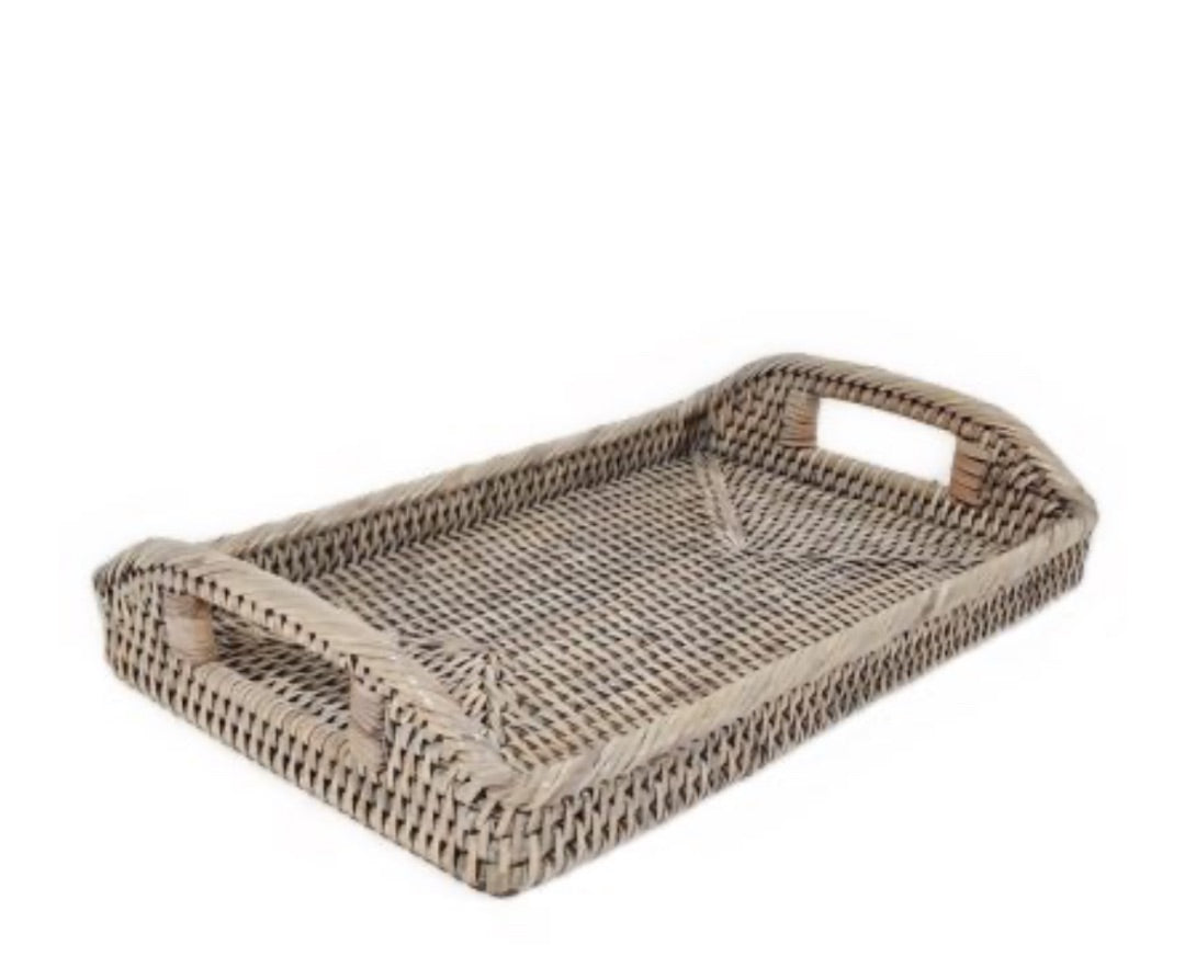 Roudham Trading Grey Small rattan tray, Size