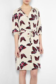 tucker multicoloured silk butterfly dress, Size small