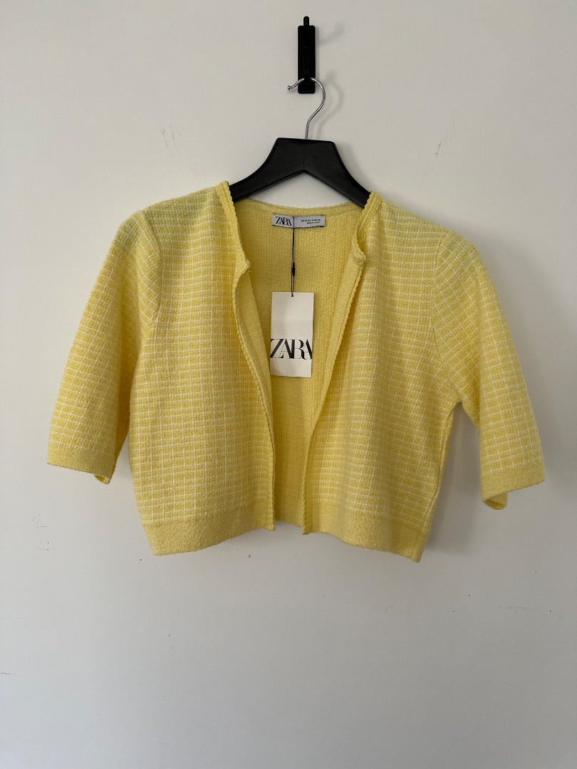 zara yellow check cardigan, Size medium