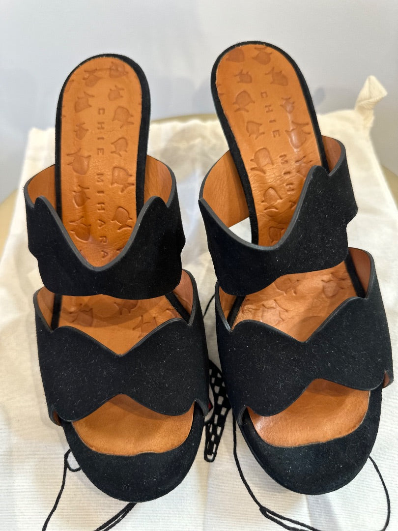 chie mihara black suede mules, Size 39