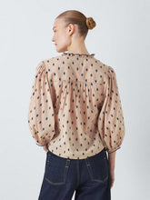 Load image into Gallery viewer, john lewis beige geometric dobby spot top, Size 12
