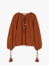 Load image into Gallery viewer, maxmara rust quirite tie neck linen top, Size small
