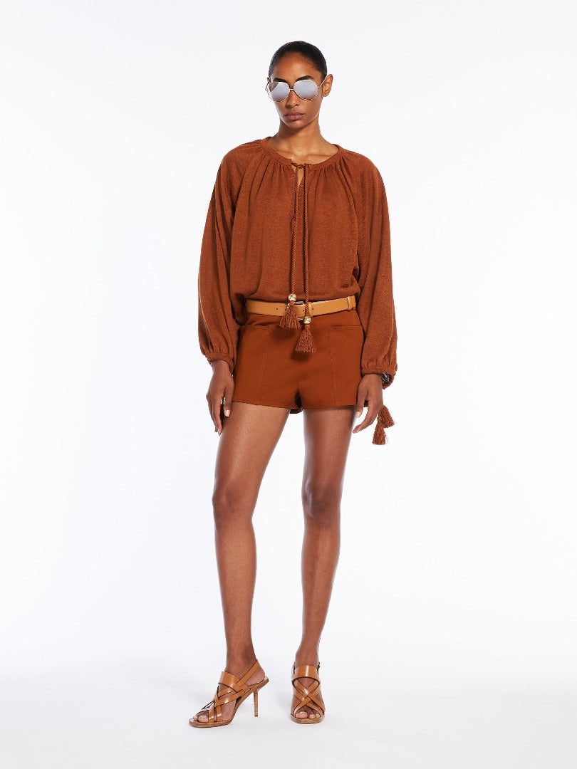 maxmara rust quirite tie neck linen top, Size small