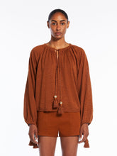 Load image into Gallery viewer, maxmara rust quirite tie neck linen top, Size small
