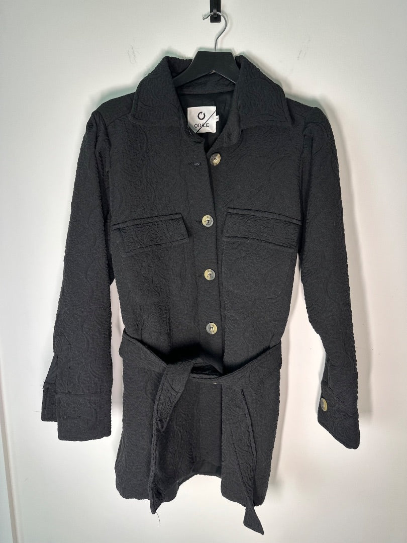 odile collective black Textured belted coat, Size 2