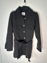 Load image into Gallery viewer, odile collective black Textured belted coat, Size 2
