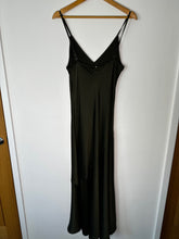 Load image into Gallery viewer, sportmax dark olive silky maxi slip dress, Size 12

