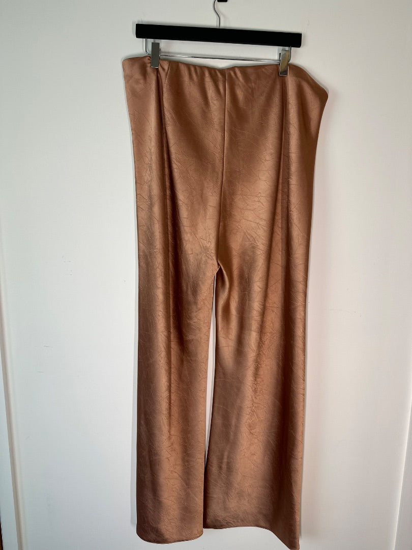 vince rose gold silky palazzo pants, Size xl