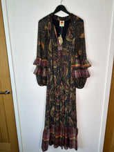 Load image into Gallery viewer, farm rio multicoloured frill sleeve maxi dress, Size medium
