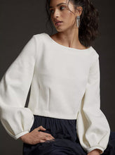 Load image into Gallery viewer, maeve by anthropologie white tie back ponte sweatshirt, Size medium
