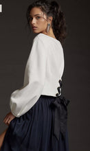 Load image into Gallery viewer, maeve by anthropologie white tie back ponte sweatshirt, Size medium
