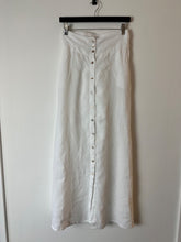 Load image into Gallery viewer, mr mood white linen button through skirt, Size medium
