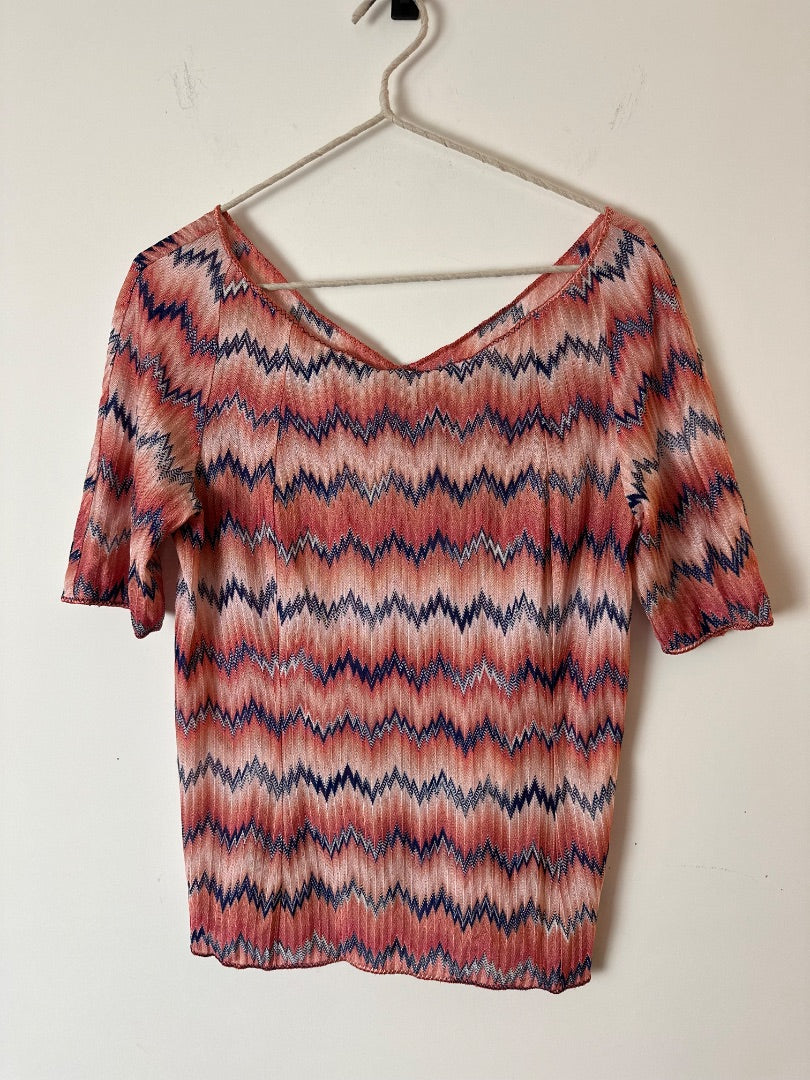 missoni pink patterned knit top, Size medium