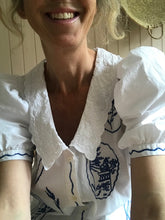 Load image into Gallery viewer, House of Panda white crockery blouse, Size medium
