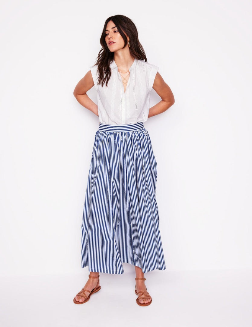 boden blue & white stripe full maxi skirt, Size 12