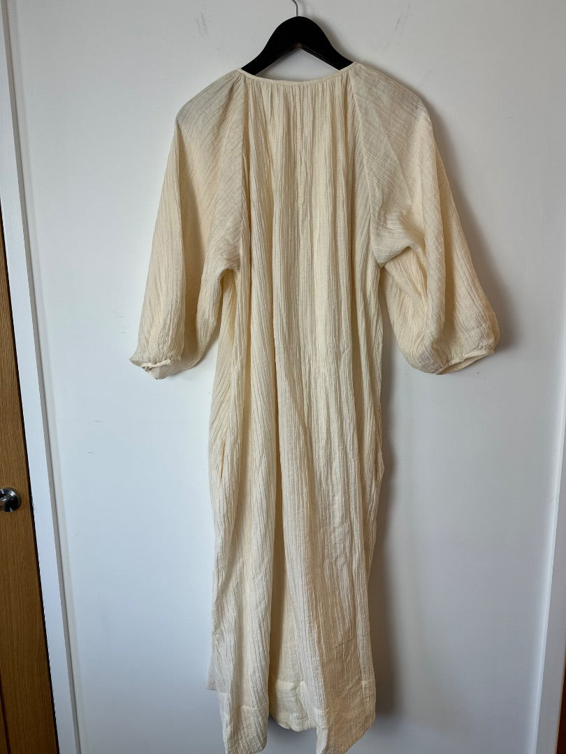 Cos cream balloon sleeve crinkle dress, Size 38